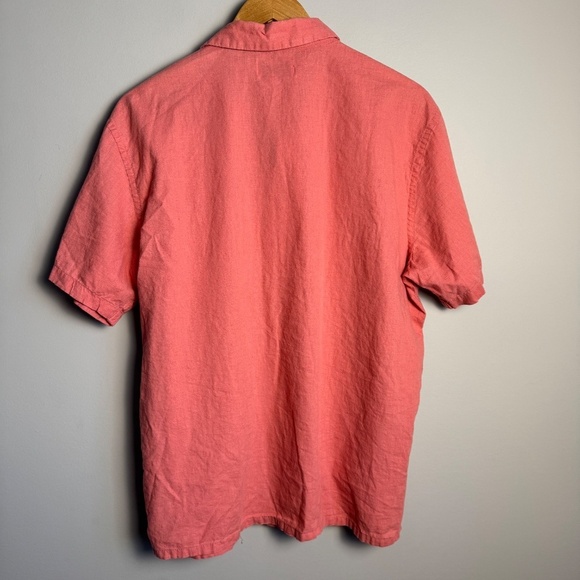 Old Navy Linen Blend Men's Short Sleeve Button Up Camp Shirt Coral Size Large - Picture 6 of 13